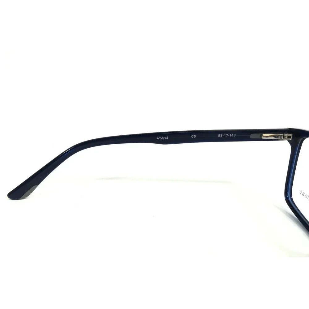 Adin Thomas Eyeglasses Frames AT-514 C3 Matte Navy Blue Gray Square 55-17-148